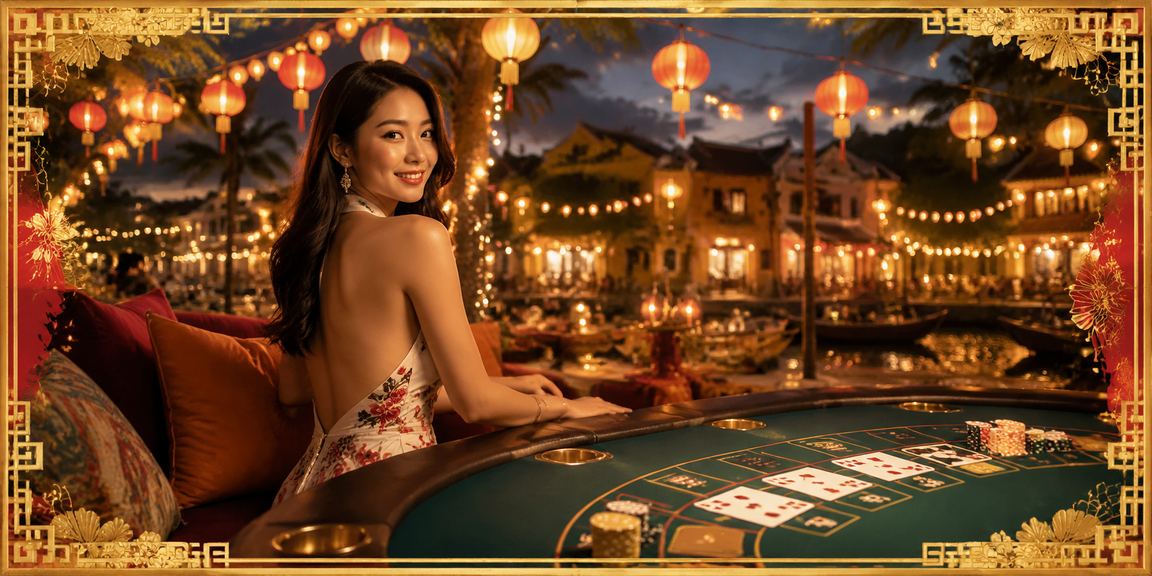 Người chơi baccarat tại chợ đêm Hội An với không khí lễ hội rực rỡ