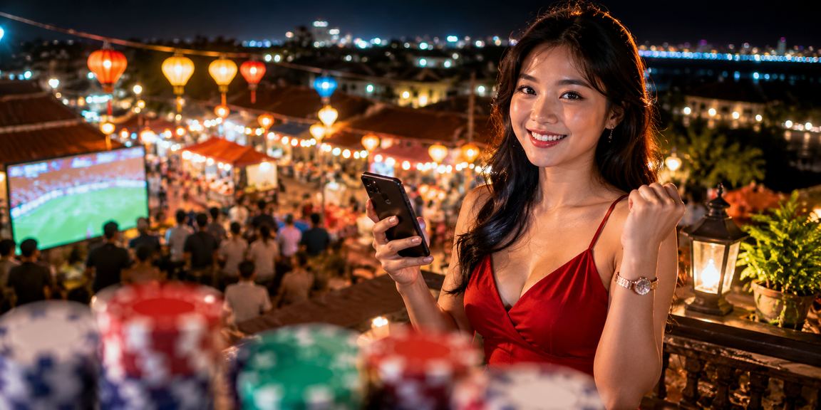 Người dùng tại chợ đêm Ninh Bình theo dõi kết quả đặt cược buổi tối